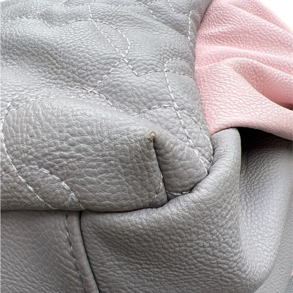 Betsey Johnson Pink and Gray True to Your Heart Quilted Backpack Diaper‎ Bag
